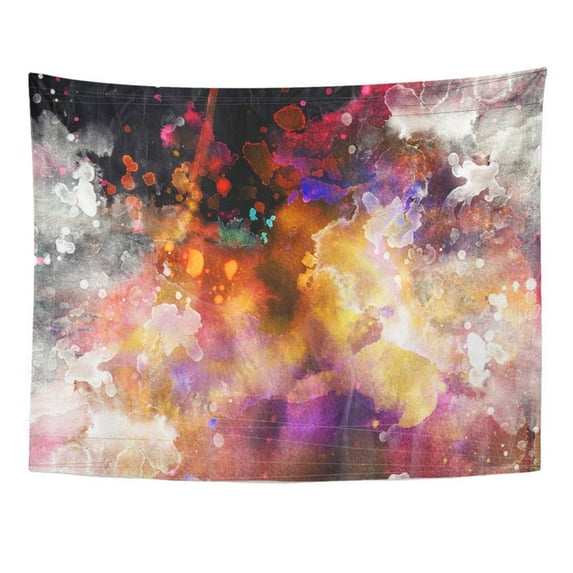 UFAEZU Beige Contemporary Abstract Watercolor Grunge Blue Modern Splatter Age Ancient Back Wall Art Hanging Tapestry Home Decor for Living Room Bedroom Dorm 60x80 inch