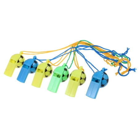 Thanks Coach Football - 6 x Coach Training Multicolor Football Designed Whistles w Nylon Strap
