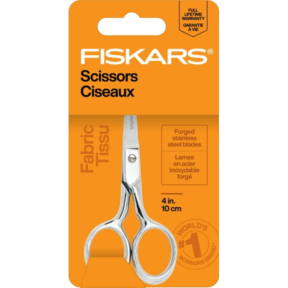 Fiskars 4" Embroidery Scissors, Forged Steel, Silver