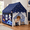 Blue Space, Includes Off‑White Play Mat (120×110cm), variant on Sisticker Kids Play Tent, Indoor Kids Tent with Side Door, Space Astronaut Theme, Star String Lights, Mesh Windows, Peach Skin Fabric, 47.2 x 40.9 x 50.8 in, Black