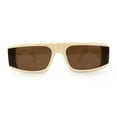 thumbnail image 2 of Mod Retro Flat Top Narrow Rectangle Exposed Lens Sunglasses Ivory Brown, 2 of 4