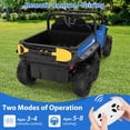 thumbnail image 5 of Rugerasy 24V 4WD 6-Wheel Electric Ride On Dump Truck,with Remote Control,2 Seater Dump Truck Toy,Includes Interactive Shovel,Dump Bed,LED Lights & Music Player for Big Ages 3+,Blue, 5 of 8