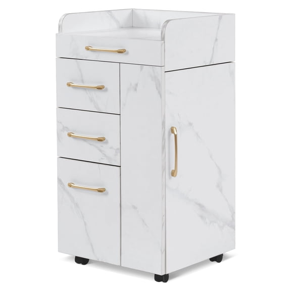 BarberPub Salon Trolley, Hair Styling Rolling Utility Cart with Storage Drawer