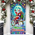thumbnail image 5 of Hometravel Glowing Christmas Door Cover, Santa and Tree Printed Holiday Banner, Lighted Indoor Outdoor Decoration for Party, Home Entryway, Festive Display, 5 of 6