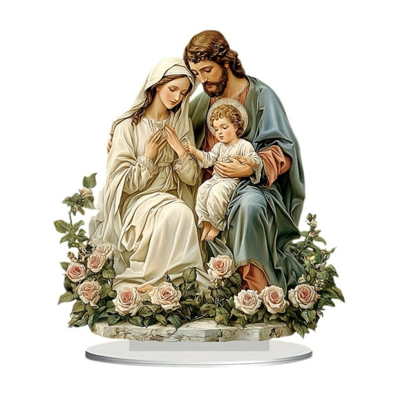 yotijay 2D Holy Family Decoration Acrylic Art Craft for Tabletop Desktop Dining Room