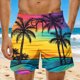 thumbnail image 2 of Pantalones Cortos de Playa con Cordón Impreso Casual para Hombres, 2 of 6