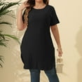 thumbnail image 2 of Werulen Dresses for Women 2023, Side Slit Tshirt Dresses Summer Round Neck Short Sleeve Plus Size Knee-length Womans Dresses, 2 of 5