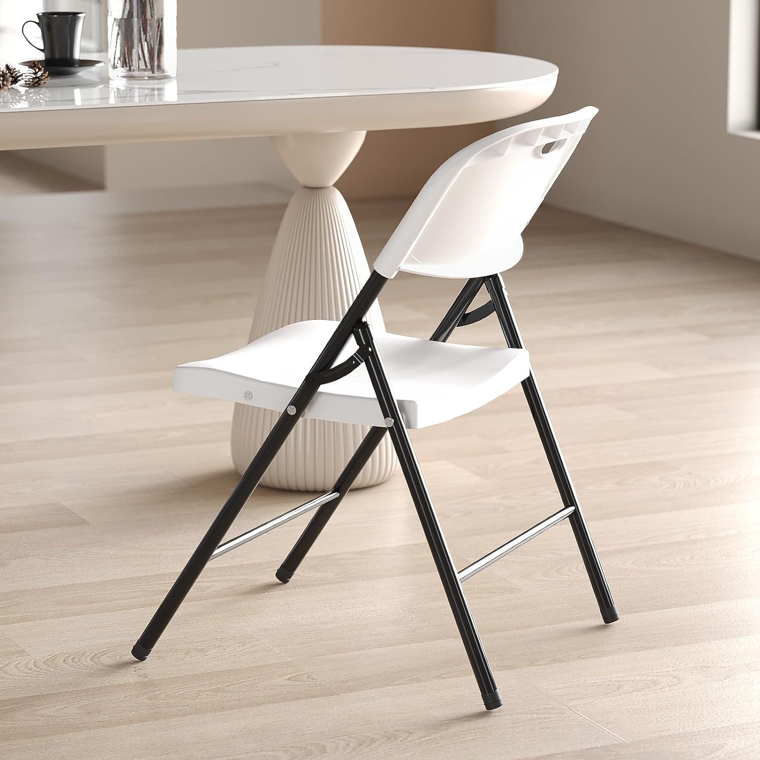 Nazhura Heavy Duty Folding Chair, White, Set of 4 photo 2