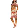 thumbnail image 2 of Suhoaziia Ladies Nightwear Pajamas Set Thanksgiving Home Party Long Pajama Snug-Fit Pant Outfit 2XL Fall Clothing with Pocket Winter Daily Wear Home Loungewear Long Sleeve Tee, 2 of 5