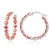 Shop LC Silvertone Orange Cubic Zircon Hoops Hoop Earrings Jewelry for Her