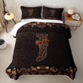 thumbnail image 2 of Homewish Brown Leopard Print Quilt Full for Girls Women, Monogrammed J Full Bedspread Sets, 2 of 7