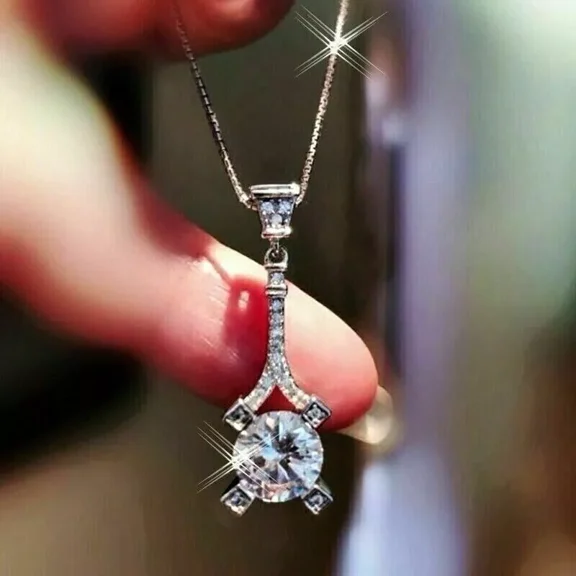 2Ct Round Cut Lab Created Diamond Solitaire Women's Free Chain 18" Pendant Necklace 14K White Gold Plated 925 Silver