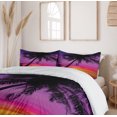 thumbnail image 6 of Ambesonne Tropical Duvet Cover Set, Palm Shadow at Sunset, 2-Calking, Purple Orange Black, 6 of 7