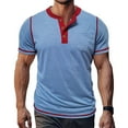 thumbnail image 4 of Men's Retro Henley Shirts Short Sleeve T Shirt for Man with Pocket Relaxed Summer Casual Classic Half Button Shirt, 4 of 8