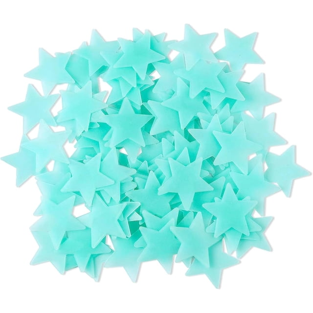 100 pegatinas de pared de plástico fluorescentes noctilucentes con estrellas luminosas que brillan en la oscuridad, para decoración artística del hogar, techo (azul)