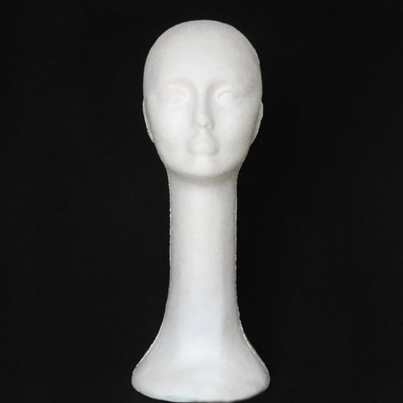 Adapan Wig Hat Stand White Foams, Model Display Foam Long Neck Mannequin Wig Head Display Hat Cap Holder White Female Model, Styrofoam Mannequin Head, White