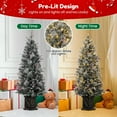 thumbnail image 5 of Towallmark 4.5ft Pre-Lit Artificial Frost Christmas Tree, Includes Sleek Design with 200 Warm White Led Lights & 8 Lighting Modes, 12 Berries for Festive Home Decor, Quick Setup, 2 Pcs, 5 of 6