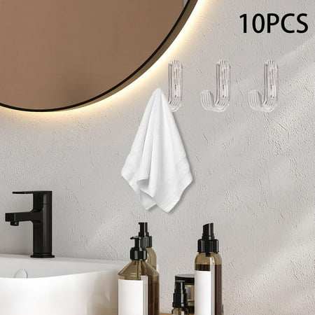 

10 Pieces Sticky Hooks Key Hooks 2.5kg Max Acrylic Key Holder Wall Hooks for Hats Robe Hanging Clothes Door Bathroom