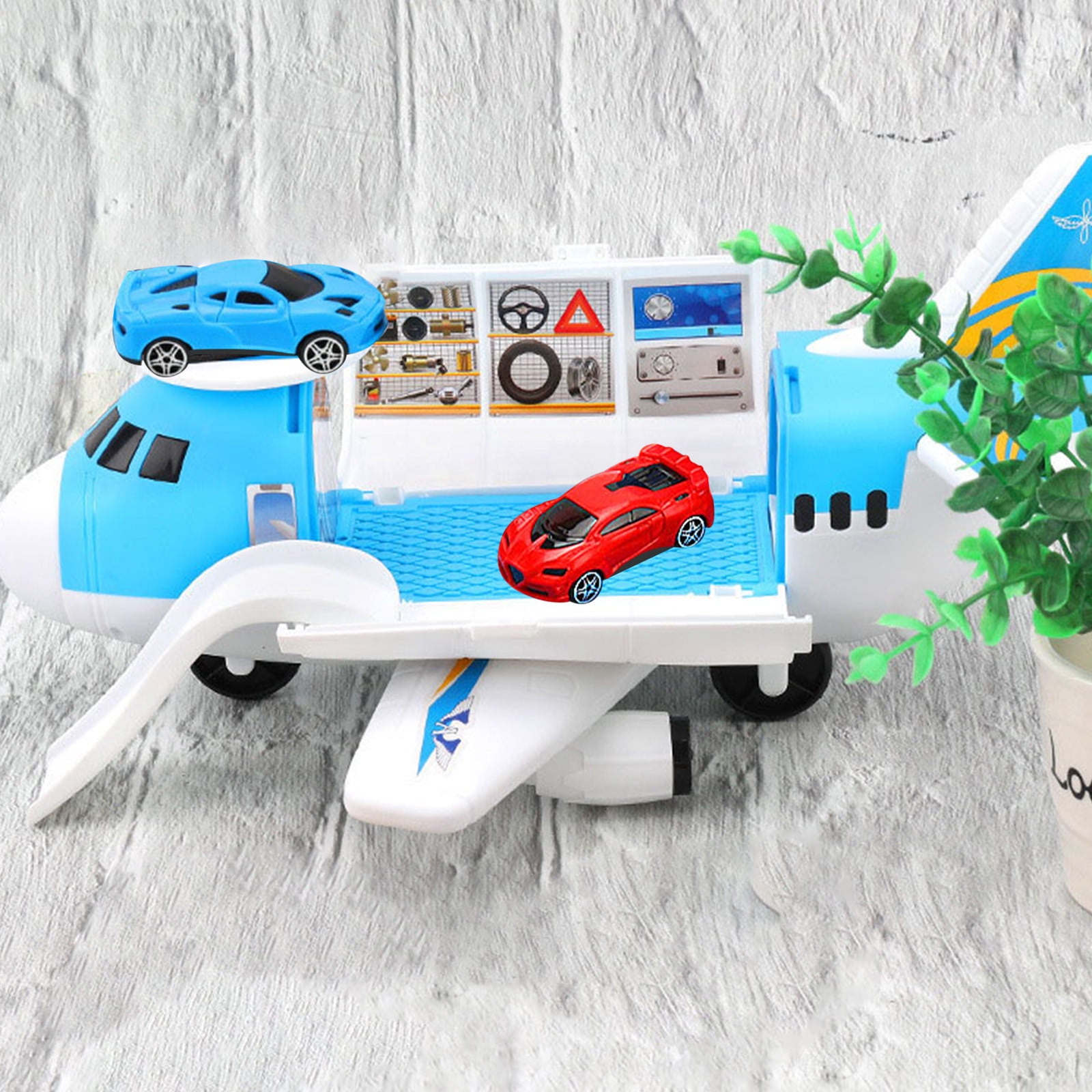Egmy Airplane toy Transport Cargo Car toy Play Set Take Apart Plane Gift for Kids