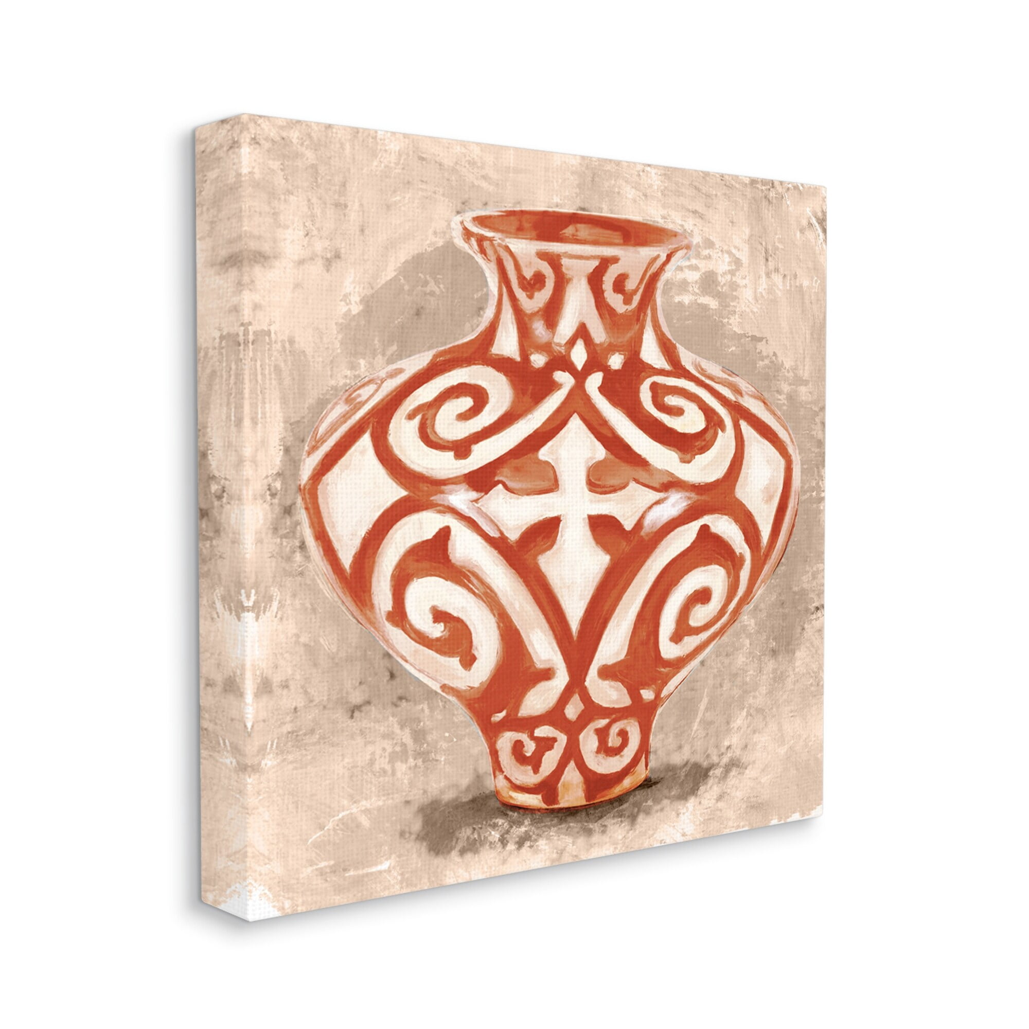 Stupell Industries Round Urn Modern Still Life Bold Red Pattern, 36 x 36,Design by Daphne Polselli