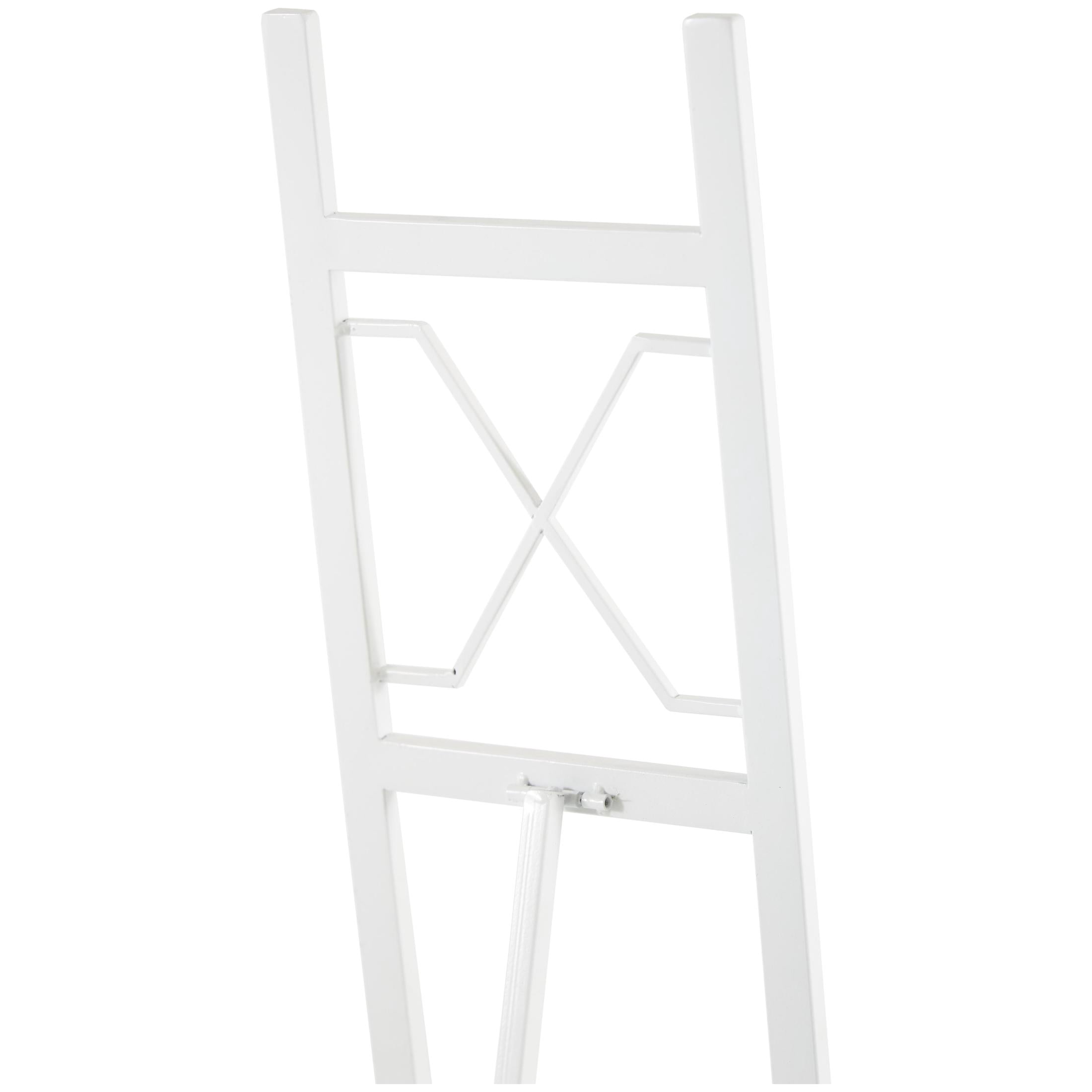 DecMode 16" x 57" White Metal Tall Adjustable Floor 3 Tier Geometric Easel, 1-Piece