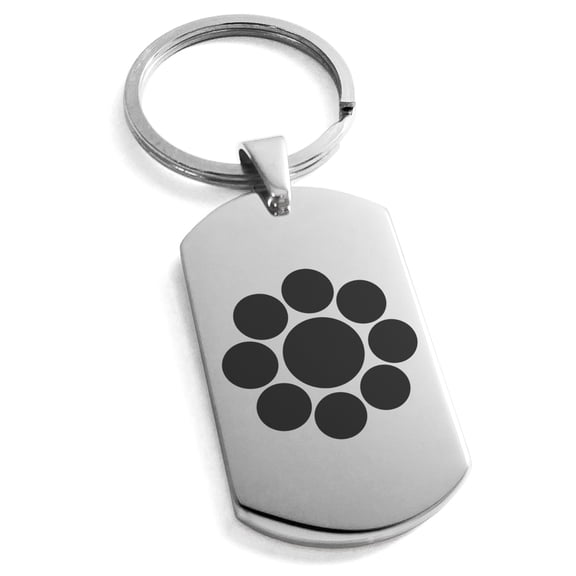 Stainless Steel Chiba Samurai Crest Engraved Dog Tag Keychain Keyring