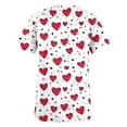 thumbnail image 5 of Idoravan Womens Tops Short Sleeve with Graphics Women's Scrub Tops Women's Casual Valentine Day Unisex Love Heart Shape Print V-Neck Short Sleeve Pocket Nursing Uniform Tops White S, 5 of 5