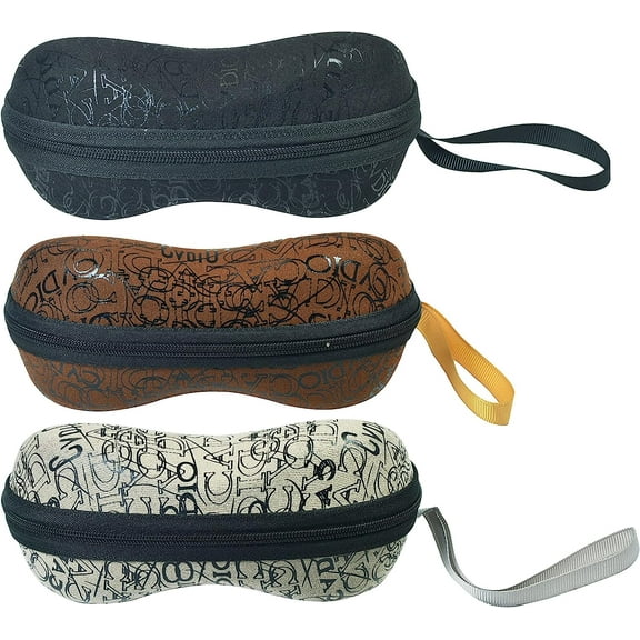(3 Pack)Semi-Hard Shell Sunglasses Case For Women and Men，Portable Travel Zipper Eyeglasses Case，Protective Box For Glasses