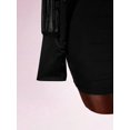 thumbnail image 6 of Women Black V-Neck Mesh Sleeve Bodycon Mini Dress, 6 of 9