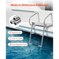 thumbnail image 2 of KFFKFF Boat Ladder, 3 Steps, Stainless Steel Telescoping Folding Swim Deck Ladder for Rear Entry Inboard, 400 lbs Capacity with Wide Anti-Slip Steps & Handrails, 2 of 9