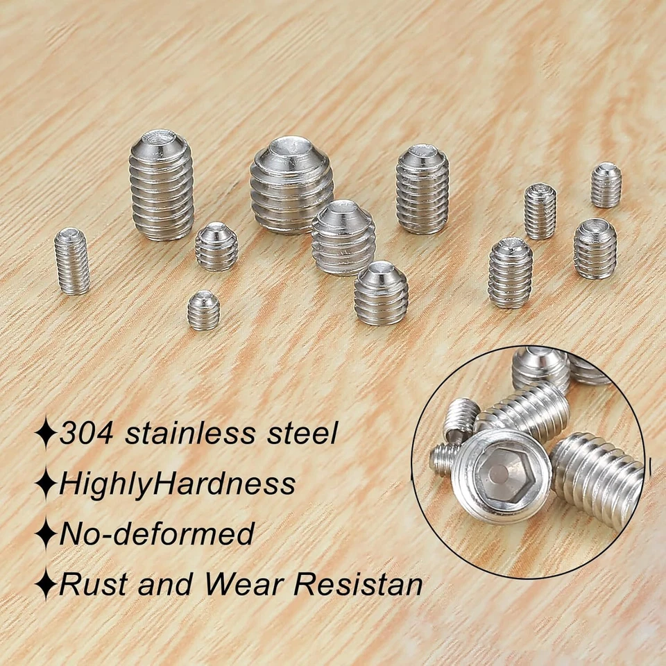 CIRCLE- 240 Pcs Set Screws Assortment Kit (M3, M4, M5, M6, M8) With Allen Keys