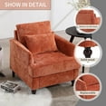 thumbnail image 4 of BISHE Mid Century Modern Armchair, Solid Wood Frame Accent Chair with Tufted Chenille Upholstery & Studded Details, Comfortable Lounge Chair for Living Room, Bedroom or Reading Nook, Orange, 4 of 7