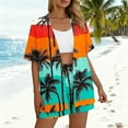 thumbnail image 4 of 2 Piece Outfits Summer Women,2 Piece Tropical Print Beach Cover up Set Kimono Top & Elastic Waist Shorts Vacation Outfits for Cruise Resort, 4 of 7