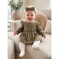 thumbnail image 5 of Loicainy Infant Baby Girl Romper Dress 3 6 9 12 18 Months Long Sleeve Round Neck Bodysuit and Headband Set, 5 of 9