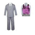 thumbnail image 2 of 7pc Baby Toddler Boy Formal Party Medium Gray Suit w/ Satin Vest & Necktie Sm-20, 2 of 4