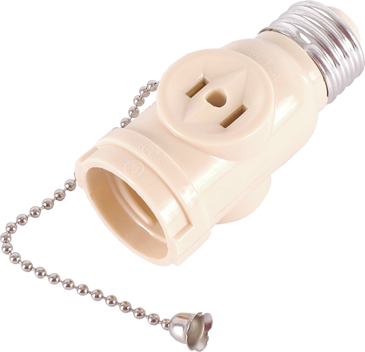 Light Socket Adapter Pull Chain Control Bulb Switched Socket 2 Outlet GE 