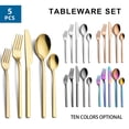 thumbnail image 4 of Guardoinrt 5pieces Durable Stainless Steel Cutlery Set Easy To Non-deformable Rustproof Spoon Cutlery Set 18/10 rainbow, 4 of 6
