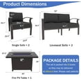 thumbnail image 2 of ALAULM Aluminum Patio Furniture Set with Propane Fire Pit Table 6 Seats Metal Outdoor Furniture w/Fire Pit Patio Conversation Set w/5.1" Cushions for Patio, Backyard, Poolside-Black, 2 of 7