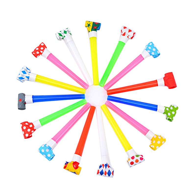 20pcs/bag Party Blower Plastic Musical Blowout Blow Outs Whistle Horns