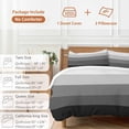 thumbnail image 6 of 3 Piece Black Grey Ombre Duvet Cover Set Queen Size,Microfiber Comforter/Quilt Cover with Corner Ties and 2 Pillowcases,Modern Abstract Art Farmhouse Striped All Season Bedding with Zipper Closure, 6 of 8