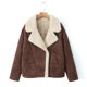 thumbnail image 3 of Chaqueta de piel de gamuza gruesa para mujer, abrigo corto de piel sintética empalmada, ropa de calle suave, prendas de vestir exteriores sueltas, invierno, nuevo, 3 of 5