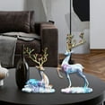 thumbnail image 6 of Dualoai Reindeer Figurines Resin Sitting Standing Deer Statues for Bookcase TV Stand, 6 of 9