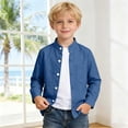 thumbnail image 2 of XINXIAOO Kids Girls' Button Down Shirts Blue Long Sleeve Shirt Boys Boys Formal Shirt Boys Uniform Shirts 2-3 Years, 2 of 6