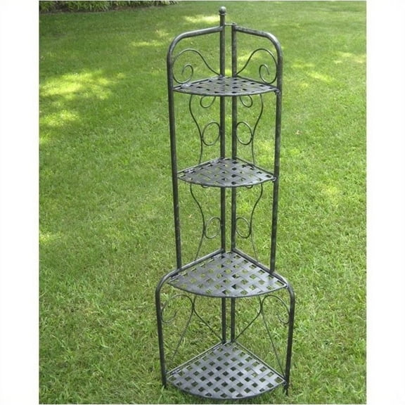 Pemberly Row Iron Folding Indoor Outdoor 4-Tier Bakers Rack