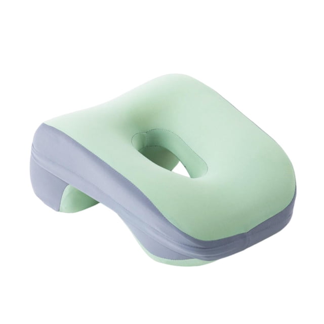 Cojín para cabeza, para escritorio, para dormir, siesta, tamaño infantil, espuma viscoelástica, 24 x 12 cm, multiusos, lavable, con cremallera, verde