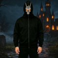 thumbnail image 2 of XIAOCHA Halloween Roomy Fit Hoodie for Men Flame Eye Skull Graphic Hooded Sweatshirt, Black, Sizes XXL, 2 of 8