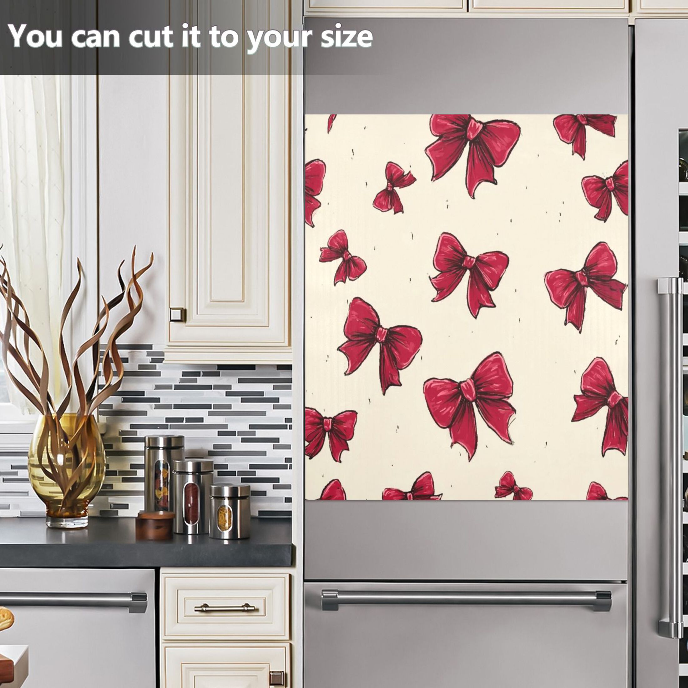 IAUYY Magnetic Decorative -23x26 Inch,Removable DIY Art for Dishwasher Refrigerator and Other Metal Surfaces,Cream-colored Bow Tie