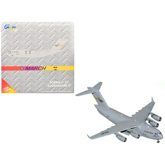 McDonnell Douglas C-17 Globemaster III Transport Aircraft "452nd AMW March ARB" United States Air Force "Gemini Macs" Series 1/400 Diecast Model Airplane by GeminiJets