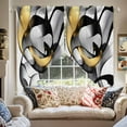 thumbnail image 2 of Black and Gold Line Swag Curtain Valance for Windows, Abstract Art Window Treatments Short Swag Topper for Kitchen Windows Bathroom Bedroom, 36"x36", 2 of 8