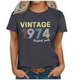 thumbnail image 4 of Kayannuo Womens Tops Shirts for Women Valentine's Day 1974 Vintage Shirt For Women 50th Birthday Gifts 1974 Birthday Gifts Idea Retro Short Sleevel T Shirts Party Tops Funny Tees, 4 of 4